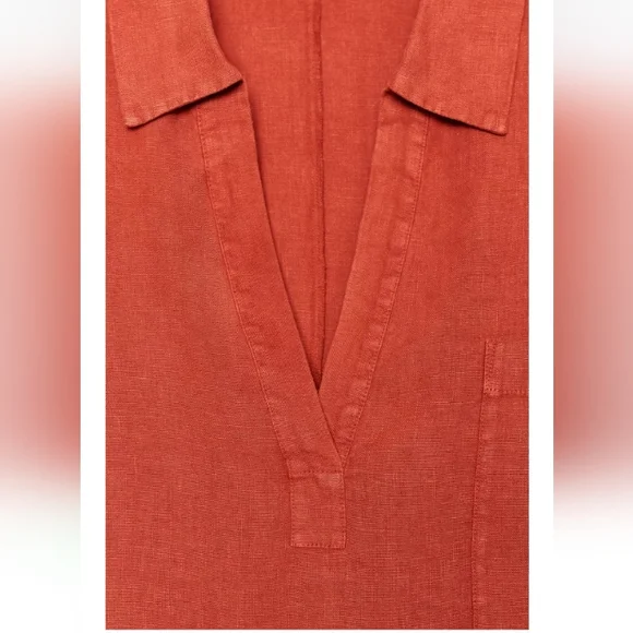 Zara Zw Collection 100% Linen Rust Red Oversized Tunic Dress - Picture 5 of 11